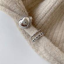 Кольца на палец с сердцем для женщин, элегантные винтажные простые гладкие кольца серебряного цвета, женские открытые кольца 2024 - купить недорого