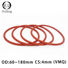 Aros de silicona rojos/anillo redondo VMQ, 4mm de espesor, OD60/180mm, junta de sellado, impermeable, arandela sanitaria 2024 - compra barato