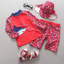 New 2020 Boys Swimsuit Shark Style Two Piece Children's Swimwear Boys Swimwear Shark Bathing Suit With Hat HX-1873 2024 - buy cheap