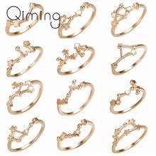 Women 12 Constellation Gold Ring Zodiac Gemini Taurus Cancer Aries Rings fashion Toe Finger Ring Fashion Jewelry Gift 2024 - buy cheap