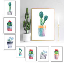 Modern Home Decoration Watercolor Green Succulent Plants Cactus Poster Nordic Wall Art Canvas Painting For Living Room Picture 2024 - buy cheap