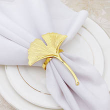 12Pcs/Lot Ginkgo Leaf Napkin Ring Metal Napkin Button Hotel Cloth Napkin Ring Table Decoration 2024 - buy cheap