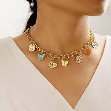 Ожерелья-цепочки в богемном стиле для женщин ожерелья-Чокеры в форме бабочки золотого цвета для женщин 2021 модные новые ювелирные изделия подарки 2024 - купить недорого