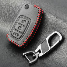 Funda protectora de cuero genuino con llave remota para Ford Fiesta Focus 2 Ecosport Kuga Escape 3 botones llave abatible de coche accesorios 2024 - compra barato