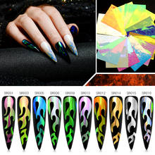 T-TIAO CLUB Fire Nail Holographic Strip Tape Nail Art Stickers Thin Laser Silver Stripe Sticker DIY Foil Decal Sticker 8.3*6cm 2024 - buy cheap