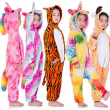 Crianças unicórnio animal estrela kigurumi pijama conjunto pijamas inverno onesies crianças natal elk pijamas meninos menina flanela macacão 2024 - compre barato