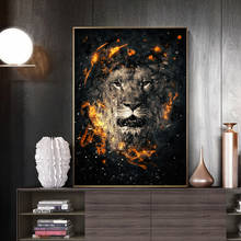Modern Wall Art Painting Abstract Animal Art Canvas Prints Wall Lion Head with Fire Picture for Living Room Decoration Posters 2024 - buy cheap