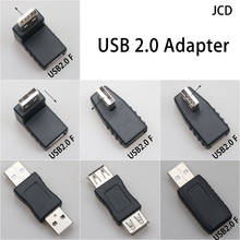 JCD 1 шт. левый/правый/нижний/выше угол 90/180 градусов USB 2,0 A мужской женский разъем адаптера для ноутбука ПК конверсионное гнездо 2022 - купить недорого