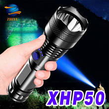 Lanterna poderosa de led super xhp50.2, tática e recarregável 18650, flash de luz usb, melhor lanterna de acampamento, ao ar livre 2024 - compre barato