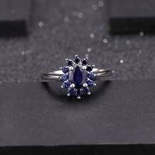Женское Винтажное кольцо из серебра 925 пробы, драгоценные камни-сапфиры с натуральными синими цветами, ювелирные украшения для подарка 2024 - купить недорого