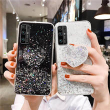 Funda de teléfono de lujo con estrellas brillantes para Huawei Honor 9A 9C 9S, funda de silicona suave con soporte de corazón, Honor 9 A C S 2024 - compra barato