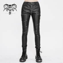 Модные женские панковские брюки Devil, индивидуальные крутые облегающие повседневные длинные брюки из искусственной кожи на молнии 2024 - купить недорого