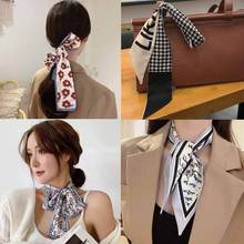 2021 New Scarf Headband For Women Long Ribbon Scarf Hairbands High Quality Silk Floral Print Hair Tie Girls Hair Accessaries 2024 - buy cheap