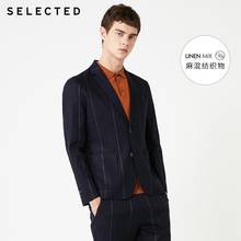 SELECTED Men's Slim Fit Linen Striped Jacket Business Blazer S|419372515 2024 - buy cheap