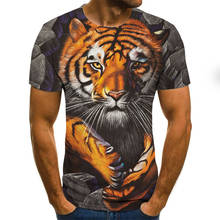 Camisa masculina com estampa de tigre feroce, camiseta folgada com gola redonda para homens, material macio e esportivo de rua, novo, 2020 2024 - compre barato