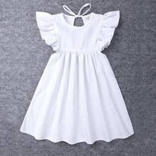Vestido holgado de verano con manga corta y dobladillo para bebé, traje para niña pequeña de 2 a 6T, Color liso, manga corta 2024 - compra barato