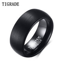 Tigrade Mens Rings Black Tungsten 8mm Dark Wedding Band Brushed Matte Punk Cool Ring Party Simple Jewelry 2024 - buy cheap
