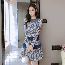 2020 New Spring Autumn Women  A-Line Mini Dress Korean Fashion Patchwork Sweet Floral Lace Dress Elegant Slim Base Dress 2024 - buy cheap