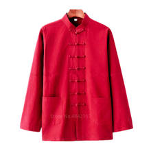 Camisa masculina vintage estilo chinês hanfu, roupa para o ano novo clã wu tang tai chi wushu 2024 - compre barato