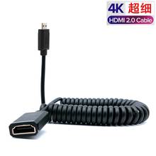 OD 3,0 мм HDMI-совместимый с Mini и Micro HDMI кабель 0,6 м-1,8 м штекер-гнездо эластичный пружинный гибкий кабель 4k * 2k 60 Гц 2,0 в 2024 - купить недорого