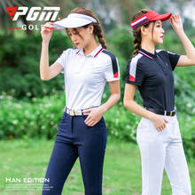 PGM-Camiseta de Golf de manga corta para mujer, camisa de Golf transpirable de retales, camisas deportivas ajustadas, Tops de secado rápido para mujer 2020 2024 - compra barato