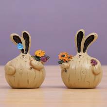 MGT-artesanía de resina europea, decoración creativa, regalo de conejo de ajo, figurita en miniatura bonita, novedad 2024 - compra barato
