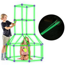 Kids Child Construction Fort Building Kit Glow In The Dark Creating Gift Toy Castles Tunnels Tents Kit DIY 3D Play House 2024 - buy cheap