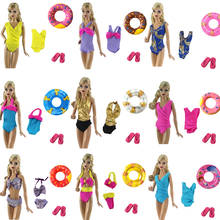 NK One Set Doll Fashion Swimwear Bathing Swimsuit Slippers Swimming Buoy Lifebelt Ring For Barbie Accessories Dol Girl Gift JJ 2024 - buy cheap