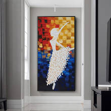 Faca moderna pintura a óleo abstrato dança menina poster flor lona pintura de parede quadros para sala de estar decoração de casa 2024 - compre barato