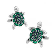 Gemelos de la serie Animal de alta calidad para hombre, joyería tridimensional, Tortuga Verde hueca, camisa francesa, regalos 2024 - compra barato