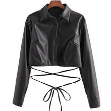 Women New Fashion Retro Frenulum PU Artificial Leather Clothing Female Locomotive Lapel Single Breasted Jacket 2024 - buy cheap