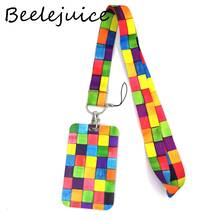 Rainbow lattice Pattern Art Fashion Lanyard ID Badge Holder Bus Pass Case Cover Slip Bank Credit Card Holder Strap Card Holder 2024 - buy cheap