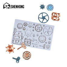 SHENHONG-moldes de silicona para Fondant, engranaje mecánico, Retro, para decoración de tartas, pasta de azúcar, postre, pastelería 2024 - compra barato