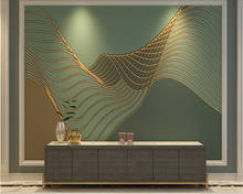 Beibehand-papel de parede moderno, simples, sala de estar, plano de fundo, tv, quarto, luz de luxo, linha 3d, mural verde 2024 - compre barato