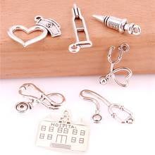 Mixed Charms Hospital Nurse Cap Cross Stethoscope Syringe Antique Making Pendant Vintage Tibetan Silver DIY Bracelet Necklace 2024 - buy cheap