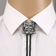 Vintage Dog head bolo tie for man Indian cowboy western cowgirl leather rope zinc alloy necktie 2024 - buy cheap