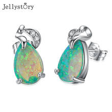 Jellystory women fashion earrings 925 sterling silver green water drop shaped unique style earrings trendy gift 2021 wholesale 2024 - buy cheap