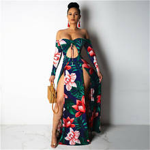 Sexy Womens Long Dress Maxi Dress Summer V Neck Flower Print Bohemian Sundress Off Shoulder Hollow Hole Beach Party Dress 2024 - buy cheap