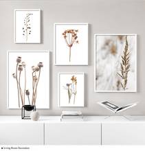 Pintura de tela para decoração, conjuntos de flores secas, natureza, pôster escandinavo, estilo nórdico, para decoração de casa 2024 - compre barato