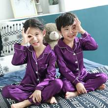 Conjunto de pijamas de seda para niños y niñas, ropa interior suave para el hogar, verano y otoño, 2 unids/set 2024 - compra barato