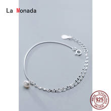 La Monada Simulated Pearl Charm Bracelets For Women Silver 925 Sterling Jewelry Fine 925 Sterling Silver Women's Bracelet Female 2024 - buy cheap