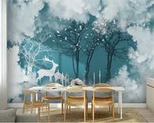 beibehang Custom Nordic Simple Elk Forest Landscape Baiyun TV Sofa Background Decorative painting papel de parede Wallpaper 2024 - buy cheap