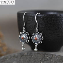 Pendientes tibetanos de plata 100% 925, pendientes de seis palabras tibetanas de Ley 925, pendientes budistas OM Mantra 2024 - compra barato