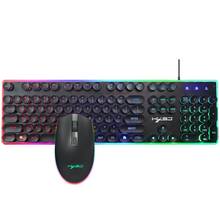 HXSJ V300Y English Keyboard and Mouse Set 104 Key Color Backlight Wired Keyboard RGB Mouse 1600DPI Office Game PC Notebook 2024 - buy cheap