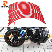 POSSBAY-pegatina Universal para rueda de motocicleta y coche, pegatina reflectante para rueda, 17-19 pulgadas, Rojo puro, 16 tiras, ATV 2024 - compra barato