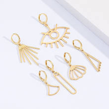 Brincos de argola minimalistas para mulheres, brincos triângulo elipse simples coreanos, joias de cobre 2024 - compre barato