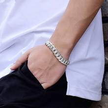 Pulsera de plata 925 para hombre, brazalete de cadena de eslabones de 10mm, accesorios de joyería coreana, Bisutería 2024 - compra barato