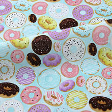 Dos desenhos animados deliciosos donuts tecido de algodão para crianças roupas conjunto cama hometextile cortina capa almofada diy bordado material 2024 - compre barato