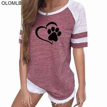 Большие размеры, футболка с принтом реглан, розовая футболка Tumblr, обрезанная Милая Новинка 2019 года, женская модная футболка с принтом в виде животных, футболка с принтом «лапа», 4XL 2024 - купить недорого