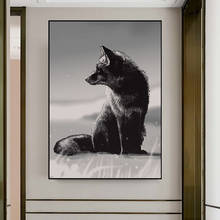 Картина с изображением животных, черно-белая настенная живопись, волк, Горилла, леопард, холст, современный постер и принты для гостиной, домашний декор 2024 - купить недорого
